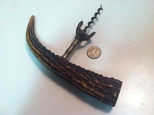 Großer Hirschgeweih Korkenzieher Flaschenöffner schönes altes Stück 8" lang! - Bild 1 von 4