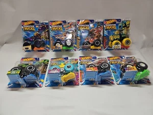 2022 Complete Set Of 8 New HOT WHEELS MONSTER TRUCKS Bigfoot Land Rover Trolls - Picture 1 of 11