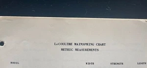 Gráfico de resorte principal original vintage de Jaeger Lecoultre referencia con intercambios - Imagen 1 de 4