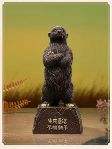 Chinese Pure Brass 100% Hand-carved "不服就干" Ratel Honey Badger Statue - Picture 1 of 12