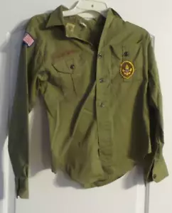 Vintage BSA Boy Scout Uniform Green Long Sleeve 49er Council California Patches - Picture 1 of 3
