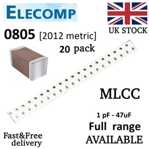 0805 10% X7R 50V 10nF SMD Condensador (paquete de 20) MLCC Free P&P E3,E6 KIT DE INICIO - Imagen 1 de 5