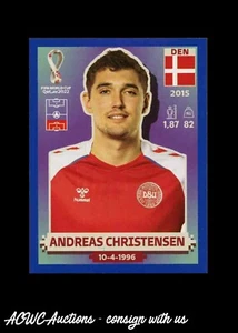 2022 FIFA World Cup Stickers Blue #DEN 5 Andreas Christensen (Denmark) - Picture 1 of 2