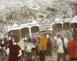 SELTENE ORIGINAL MIRANDA HALSBY R.B.A RADIERUNG It's My Town & I Want to Clean it up - Bild 1 von 1