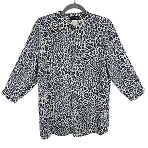 Creation L mehrfarbig Leopardenmuster 3/4 Ärmel leichte Knopfleiste Tunika Gr. 10 - Bild 1 von 7