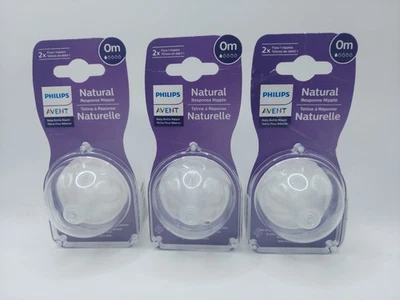 3 pezones para biberón Philips Avent 2pk respuesta natural - flujo para recién nacidos 1 total 6 Foto 1 de 3