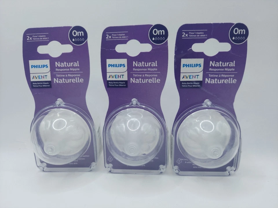 3 pezones para biberón Philips Avent 2pk respuesta natural - flujo para recién nacidos 1 total 6 Foto 1 de 3