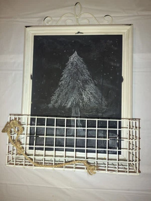 Shabby Sheik  Chalkboard w/ Wire Basket Message Board Farmhouse  - Image 1 of 4