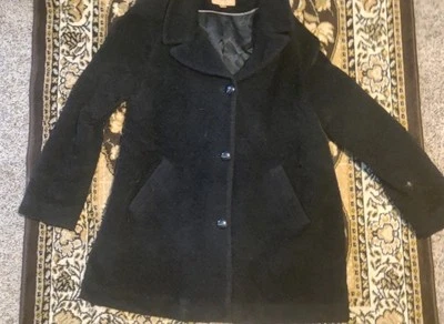 Katherine Kelly Overcoat Peacoat Alpaca Fur Black Womens Size 12 - Image 1 of 3