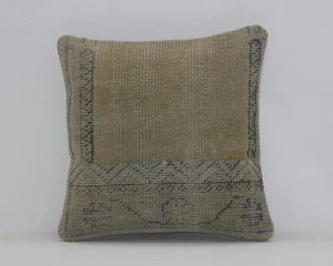 Vintage Turkish Kilim Pillow Cover 18x18” | Handwoven Wool Boho Cushion - Picture 1 of 8