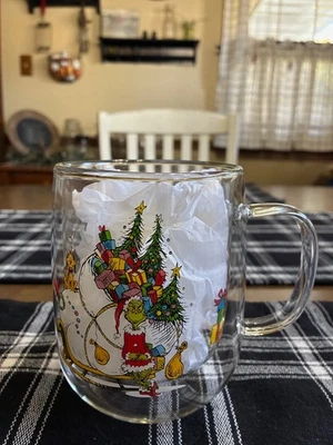 NEW-Williams Sonoma GRINCH Double Wall Glass Christmas Mug-16oz. - Image 1 of 4