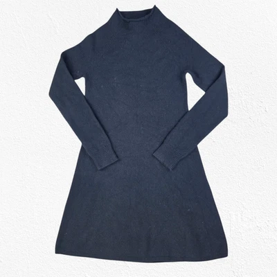 Vestido Suéter Minimalista Manga Larga Cuello Simulado Cachemira Negro Theory Talla XS Foto 1 de 4