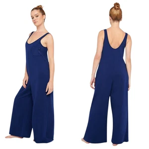 NWT SAVAGE x FENTY Essential Relaxed Jumpsuit XL Navy Blue Sleeveless Wide Leg - Picture 1 of 9