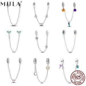 Pulsera europea de plata 925 hágalo usted mismo con dije cadena de seguridad circonita cúbica ajuste AMOR animal para mujer - Imagen 1 de 105