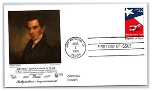 Texas #2204 1986 Stephen Austin Erga Studio 1st Cachet sin dirección FDC LOTE 2279 - Imagen 1 de 1