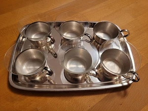 6 versilberte Teehalter - Schulte-Ufer - antik, vintage, 50er Jahre - 4 Gläser - Bild 1 von 9