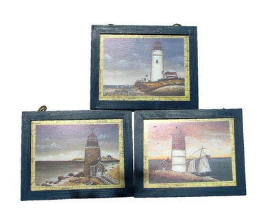 Juego de 3 cuadros de faro vintage de 8 por 10 pulgadas Foto 1 de 4