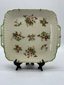 Antike florale 9" quadratische Braten Servierplatte Moriyama Japan - Bild 1 von 9