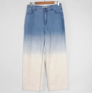 Pantalones de mezclilla para mujer Afends de algodón cáñamo talla 32 14 azul ombre pierna ancha 'Shelby' - Imagen 1 de 13