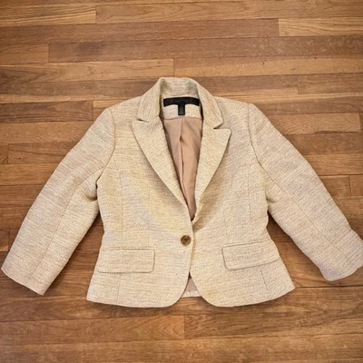 Apostrophe sparkle gold brown dressy career jacket blazer size 6 b43 - Image 1 of 4