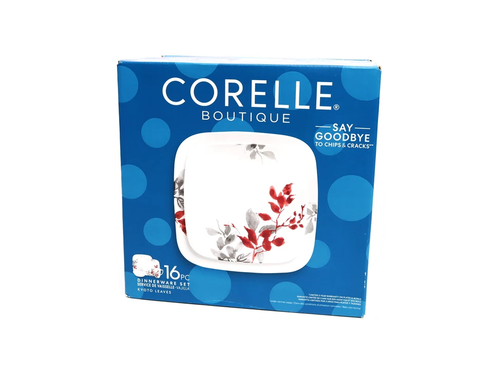 Corelle Kyoto Leaves Square 16-Pc. Set, Service for 4 - Image 1 of 4