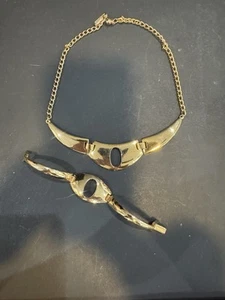 Vintage Celebrity NY Modernist goldfarben Halskette Armband  - Bild 1 von 6