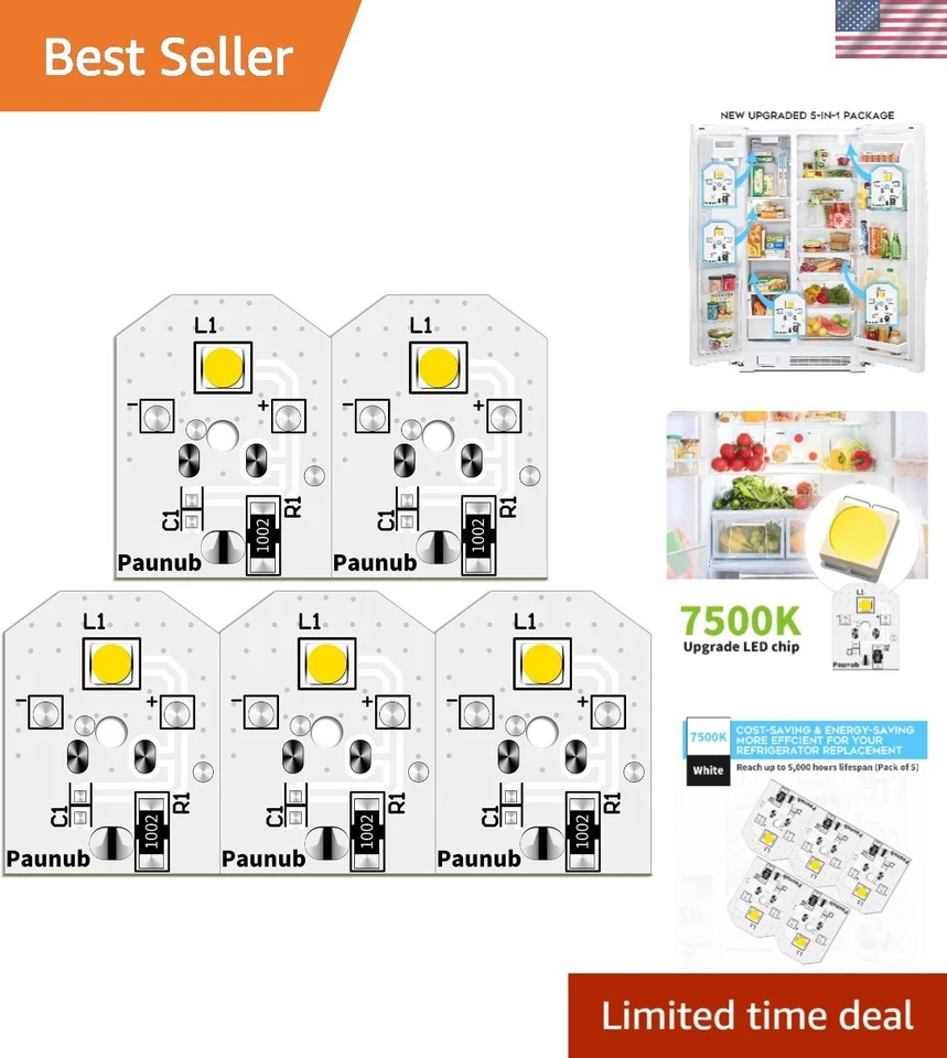 5-Pack LED Refrigerator Bulb Replacement WR55X25754 for Brightness & Efficiency - Image 1 of 4