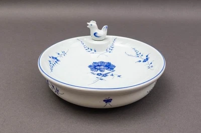 Chantilly Limoges France Rare Blue White Floral Porcelain Warmer Dish Plate Bowl - Image 1 of 4