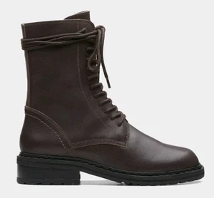 Clarks Tilham Lace Leather Ankle Boots Dark Brown uk 7 eu 41 - Picture 1 of 7