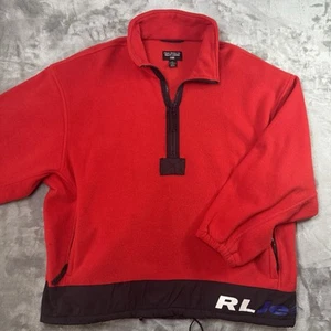 Polo Jeans Co Ralph Lauren Men’s 1/4 Red Zip Fleece Jacket L Logo - Picture 1 of 11