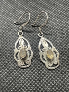 925 Silver Earrings, Handmade, With Semi Precious Stone - Picture 1 of 6