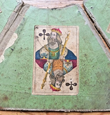 XIXe - ANCIEN JEU DE BOG ARTISANAL - JEU DE CARTES A JOUER - NAIN JAUNE - Photo 1/4