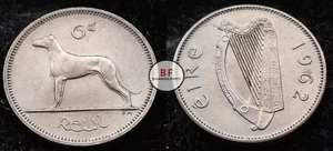 [#135] - Irland | 1962 | Irish 6p | 6 Pence | Wolfhound | KM.13a | vz - Bild 1 von 1