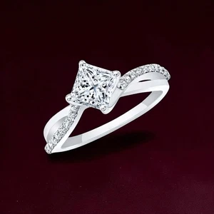 950 Platin Diamant Verlobungsring 1,20 ct Princess IGI zertifiziert im... - Foto 1 di 8