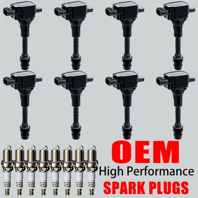 8X OEM Ignition Coil & Iridium Spark Plugs For Nissan Armada Titan 5.6L V8 UF510 - Image 1 of 4