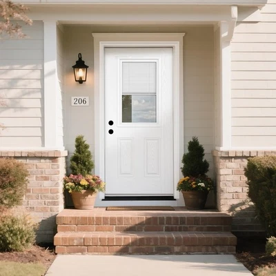 36x80英寸迷你盲玻璃玻璃玻璃纤维入口门,右手插入,乙烯基框架,4-9/16Jamb — 第 1/4 张图片