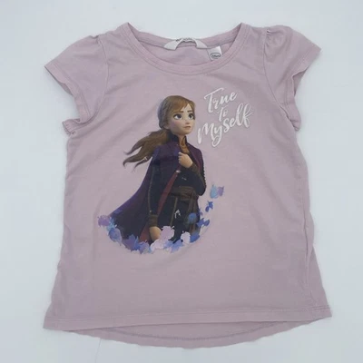 H&M Frozen Anna T-Shirt Youth Girl 6-8Y Graphic Print Pink - Image 1 of 4