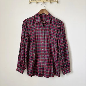 J. Mclaughlin Jewel Blouse Small Crinkle Plaid Puff Sleeve - Picture 1 of 8