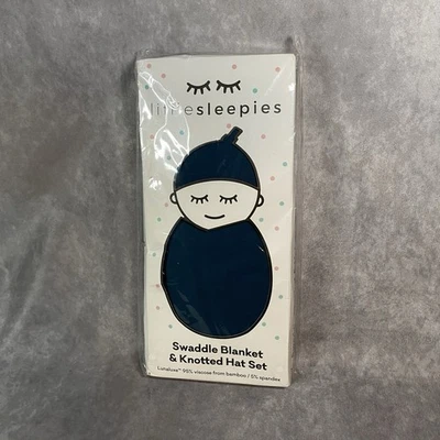Little Sleepies TWILIGHT TEAL синий пеленки одеяло и узловатая шляпа комплект - новый нераспакованный - Изображение 1 из 3