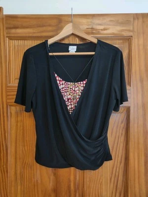 Blusa manga corta de poliéster negra para mujer DORBY, talla 12 Foto 1 de 4