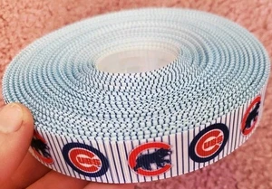 Chicago Cubs Grosgrain Ribbon - 7/8" Wide - 10 yds - SHIPS FROM USA - Picture 1 of 2