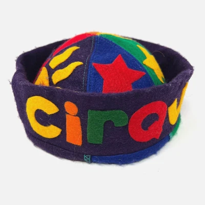 Gorro de fieltro vintage Cirque Du Soleil arco iris retazos Quidam Tour años 90 Foto 1 de 4