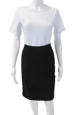 Mayle Mujer Lana Forrada Plisada Abertura Cremallera Midi Falda Lápiz Negra Talla 04 Foto 1 de 4