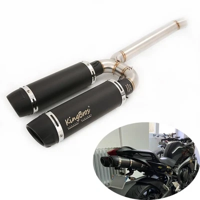 Silenciador tubo de escape izquierdo derecho doble salida para Yamaha FZ6 FZ6N FZ6S 2004-2011 Foto 1 de 4