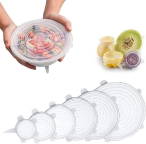12 Coperchi elastici silicone Coperchio flessibile riutilizzabile per alimenti - Picture 1 of 7