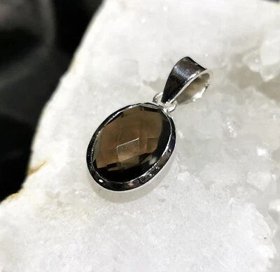 Anhänger Rauchquarz, 925er Silber - Quarz - facettiert - Braun - Bild 1 von 4