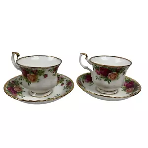 Juego de 2 platillos Royal Albert Old Country Roses Cups Vintage 1973-1993 Inglaterra - Imagen 1 de 12