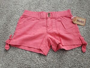 Mudd girls linen shorts salmon pink 4 pockets belt loop size 12 brand new