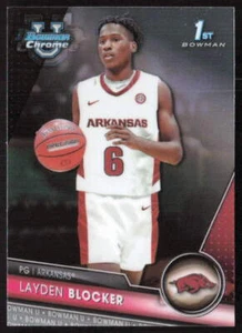 2023-24 Bowman University Chrome #7 Layden Blocker Arkansas Razorbacks - Foto 1 di 2