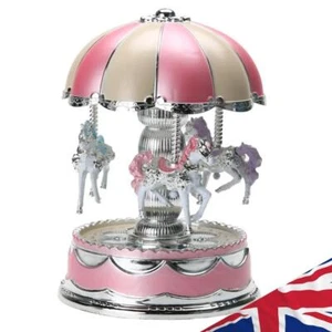 LED Music Box Colorful Light Carousel Mini Desktop Ornament for Childrens Day - Picture 1 of 8